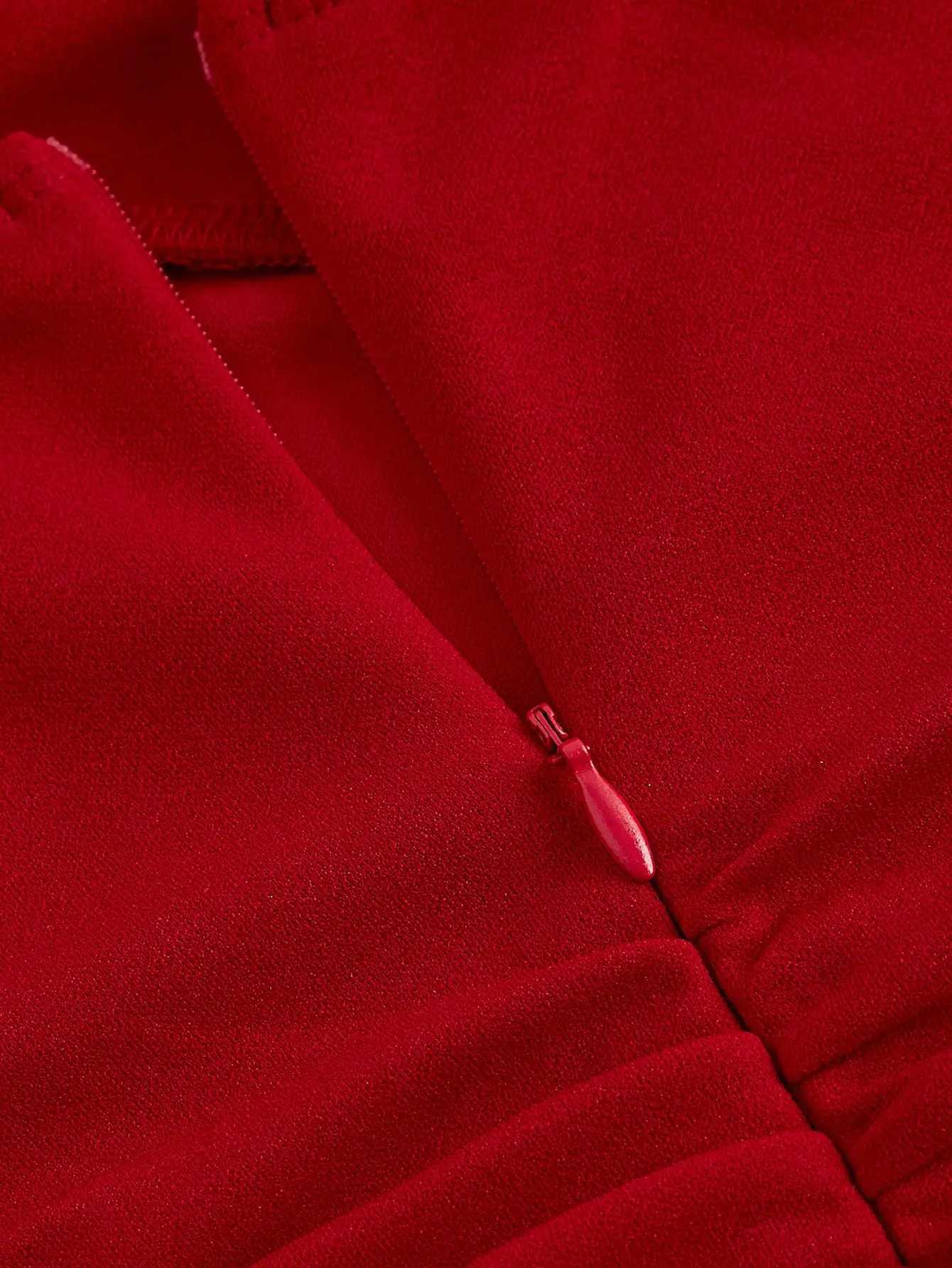 Red Bow Halter Dress Fe New Autumn Spice Girl Pleated Fashion Waist Show Thin Short Skirt TrendXJ250224