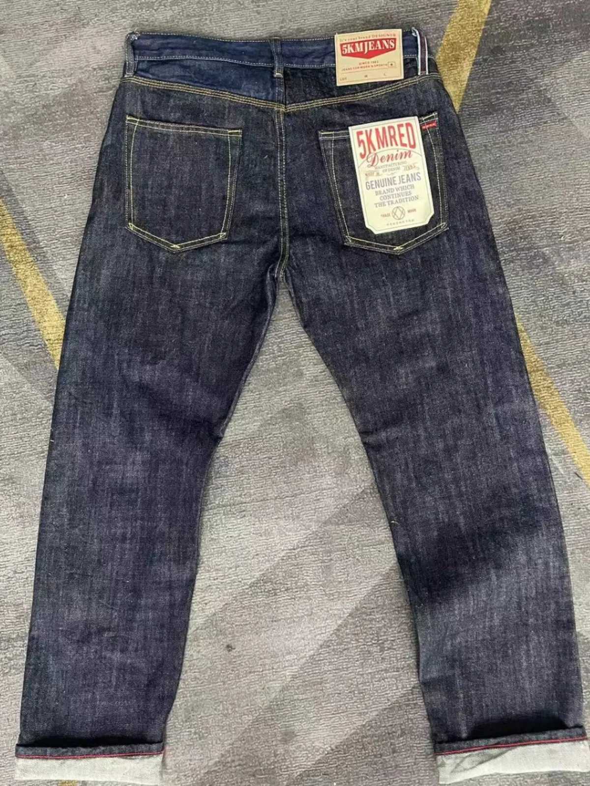 5oz 00% Cotton Red Selvedge Denim Jeans for Men Heavyweight Vintage Washed Casual Tapered Straight Trousers High Quality 502 W250115
