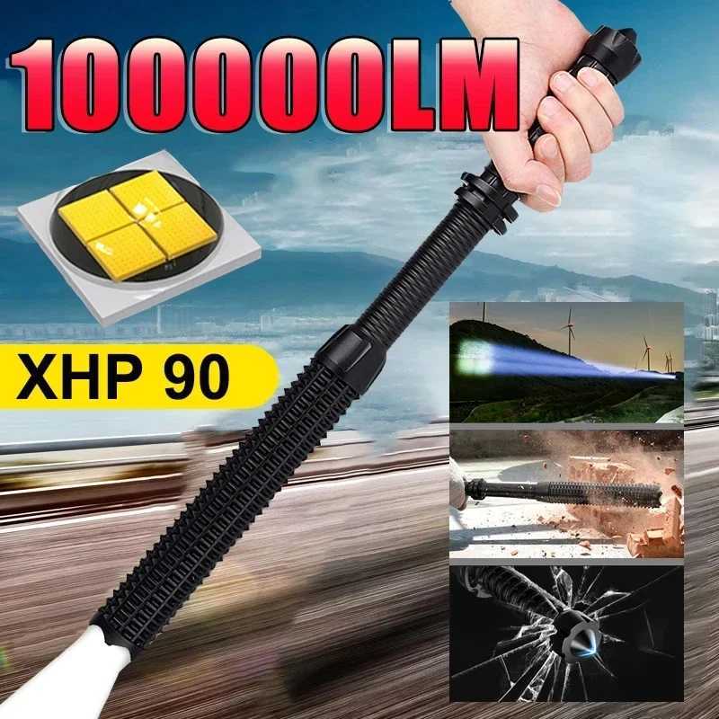 Baseball Bat D Flashlight AluminumAlloy Focusab Zoomab Super Bright Self Dense Mace Light Tactical Baton ergency TorchXJ250114