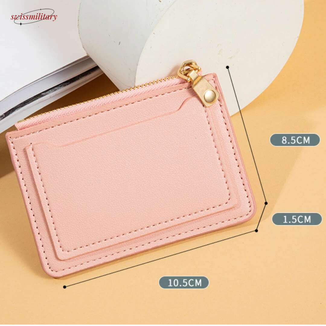 Ultra-Thin Women Men Credit ID Card Holder PU Leather Zipper Fashion Small Wallet Money Bag Case Coin Purse Clip Organizer swissmilitary