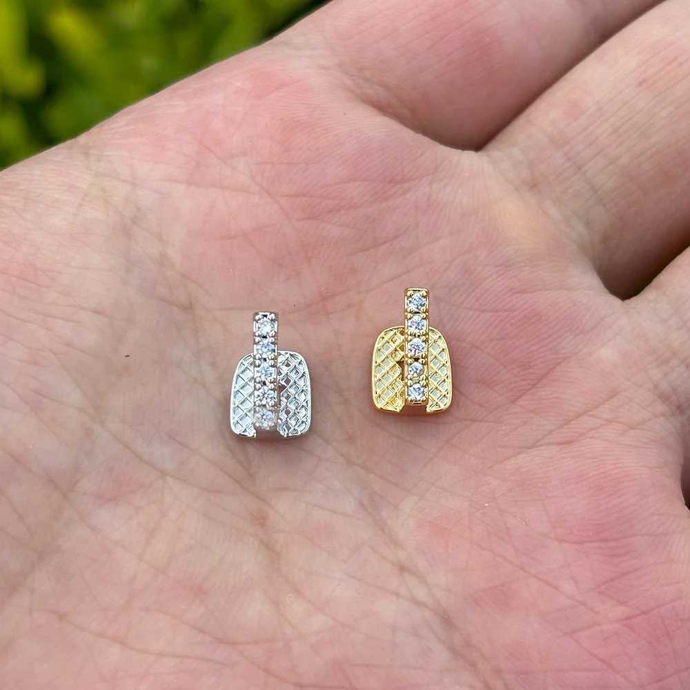 RACHELZ Hip Hop Single CZ Stone Vertical Bar Teeth Grillz 14K Gold Plated Cubic Zircon Tooth Caps For Women Men JewelryXJ250114