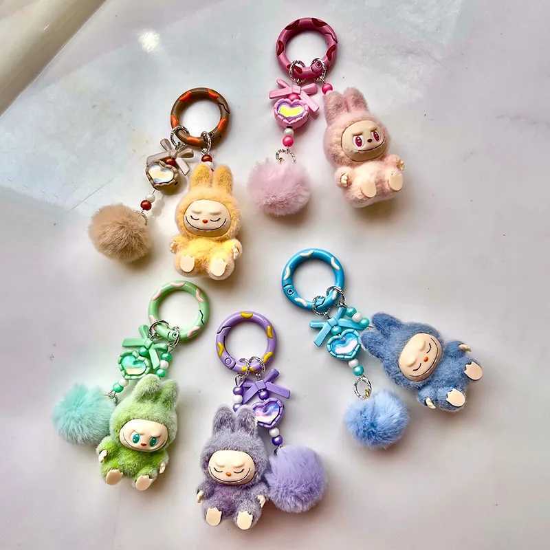 Keychains Lanyards New Mini Lab Keychain Cartoon Creative Three-dimensional Doll Students Schoolbag Pendant Car Key Chain Women and Men Gifts H250115