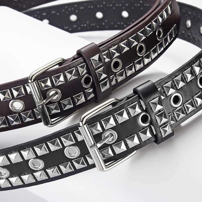 Men Women Gothic Belts Devils Wings Vintage Punk Metal Buckle Y2K Waistband PU Leather Studded Belt for Women Jeans DecorationXJ250114