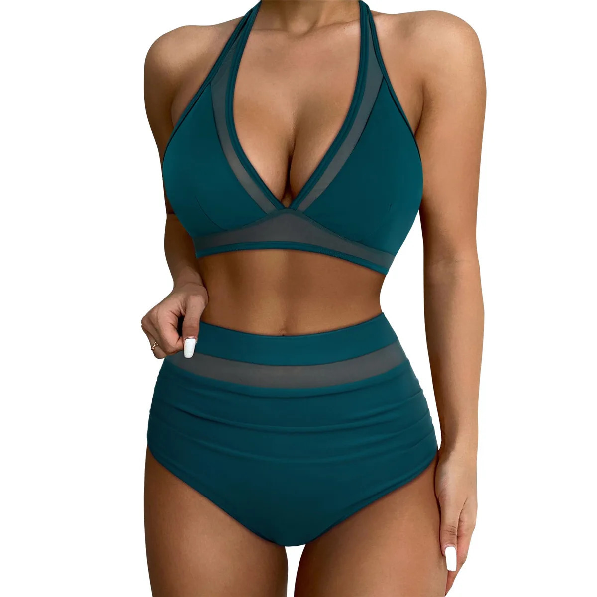 Push Up Bikini Red Halter Swimsuit Women High Waist Swimwear Female Bathing Swimming Swim Suit Print Bathers Beachwear Ladies250115ww