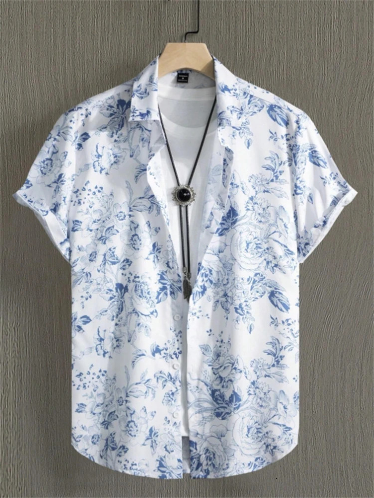 Mens shirts seaside vacation casual beach clothing summer Hawaiian shirts casual floral shirts printed high-end shirts xl-6xl 250114