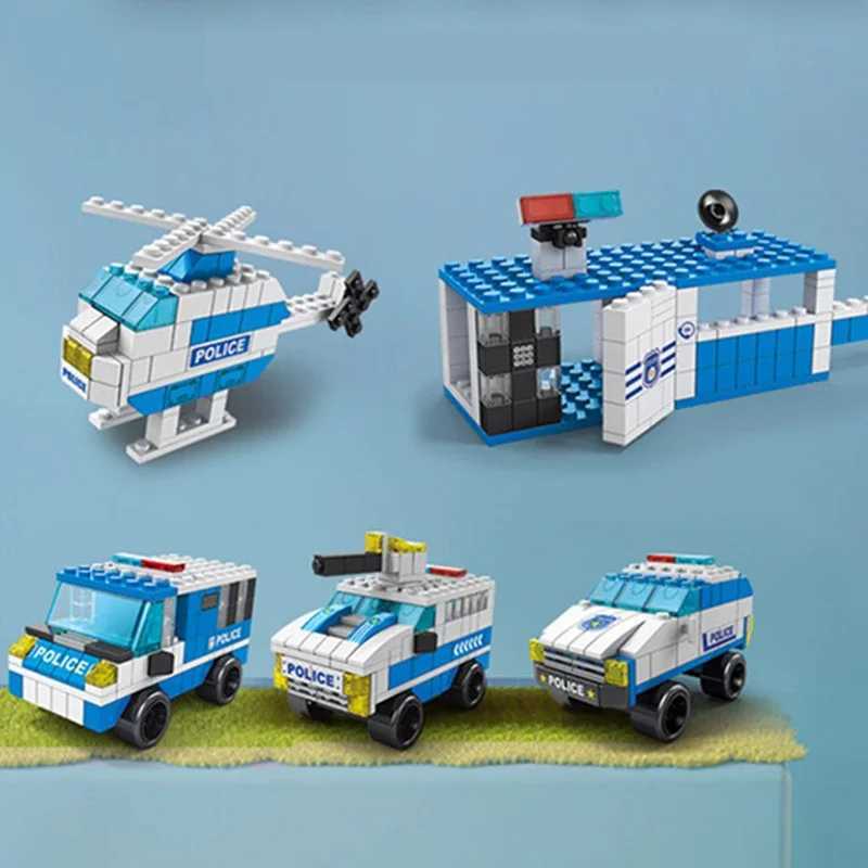 6in1 In Police Car Fire Engineering Engine Mini Loader Truck Classic Model Building Blocks Sets Bricks Toy Christmas Gift W250115
