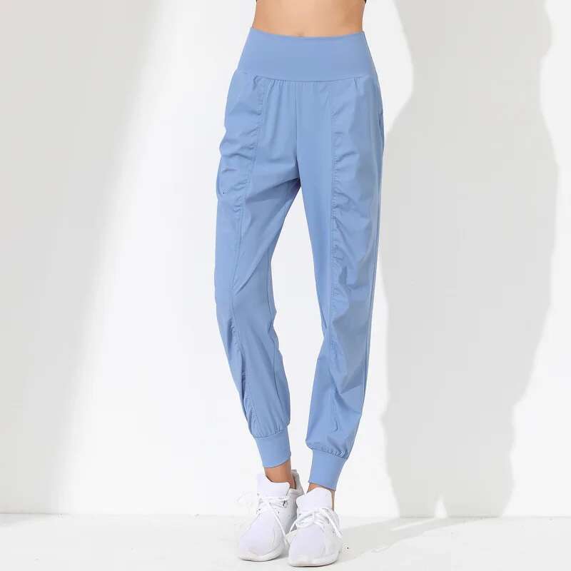 Woman Loose Slim Quick-Dry Yoga Pleated Hem Bound Running Fiess s Pockets Jogging Pants Sports pants