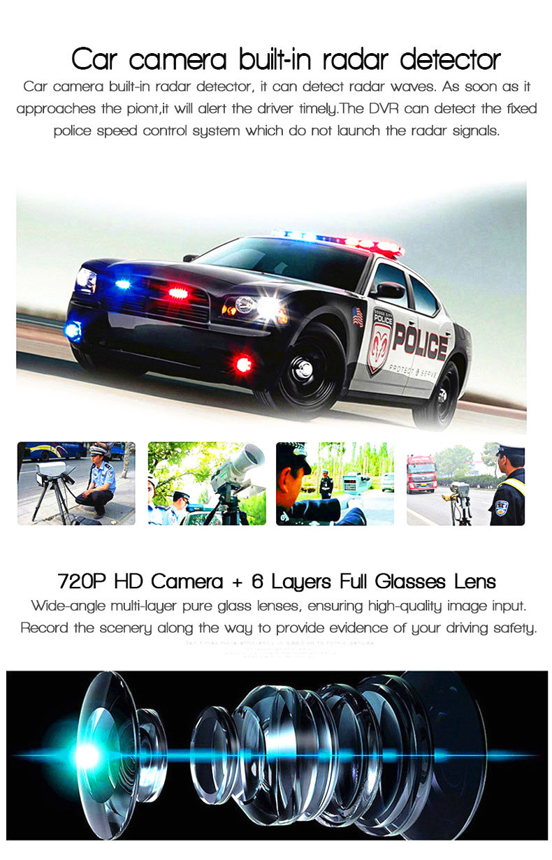 Car Radar Detector Tool English Russian Voice Alarm 2 in 1 Radar-Detectors DVR Camera