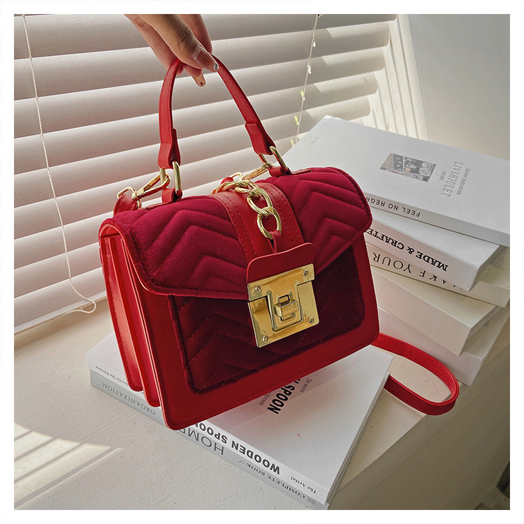 New Designer Gold Velvet Handbag For Women High-quality Women's Crossbody Bag Square Handbag Fashionable Party Wallet Large Capacity Bag