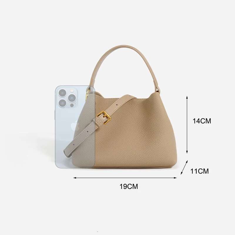 Leather Crossbody Bucket Bag: Trendy Cowhide Shoulder Messenger Ladies - Lightweight For Daily Use
