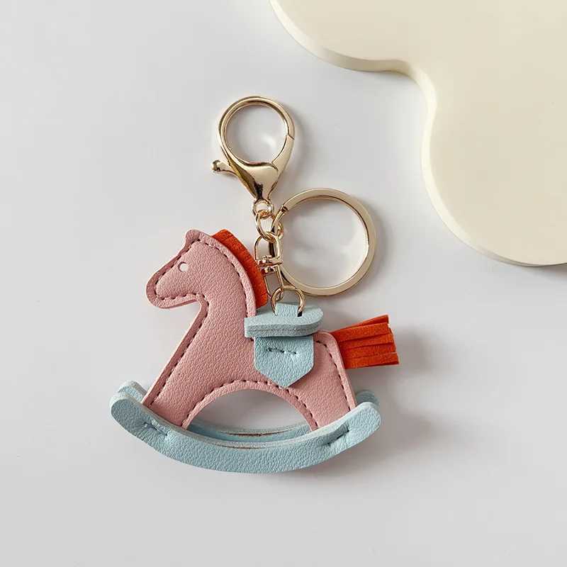 Keychains Lanyards Leather bag pendant rocking horse dragon fashion hanging decoration keychain DIY accessories H250115