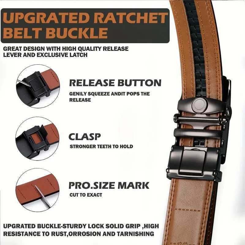 Ratchet Belt For Men Mens Genuine Leather Cowhide Belt For Dr Pants Adjustable BeltXJ250114