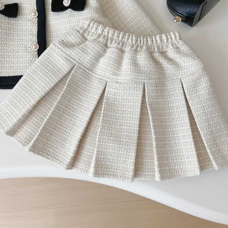 Clothing Sets Girls Suit 2024 Autumn New Korean Version of Girls Small Fragrant Jacket + Semi-skirt Two-piece Set Girls Clothes for 2-7 Yrs Y2411290UM