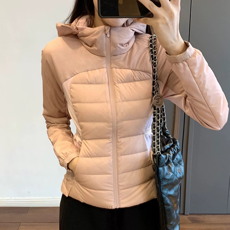 European and American women's high-quality down jackets slim fit hooded running outdoor warmth winter sports fashionable yoga clothes outerwear j