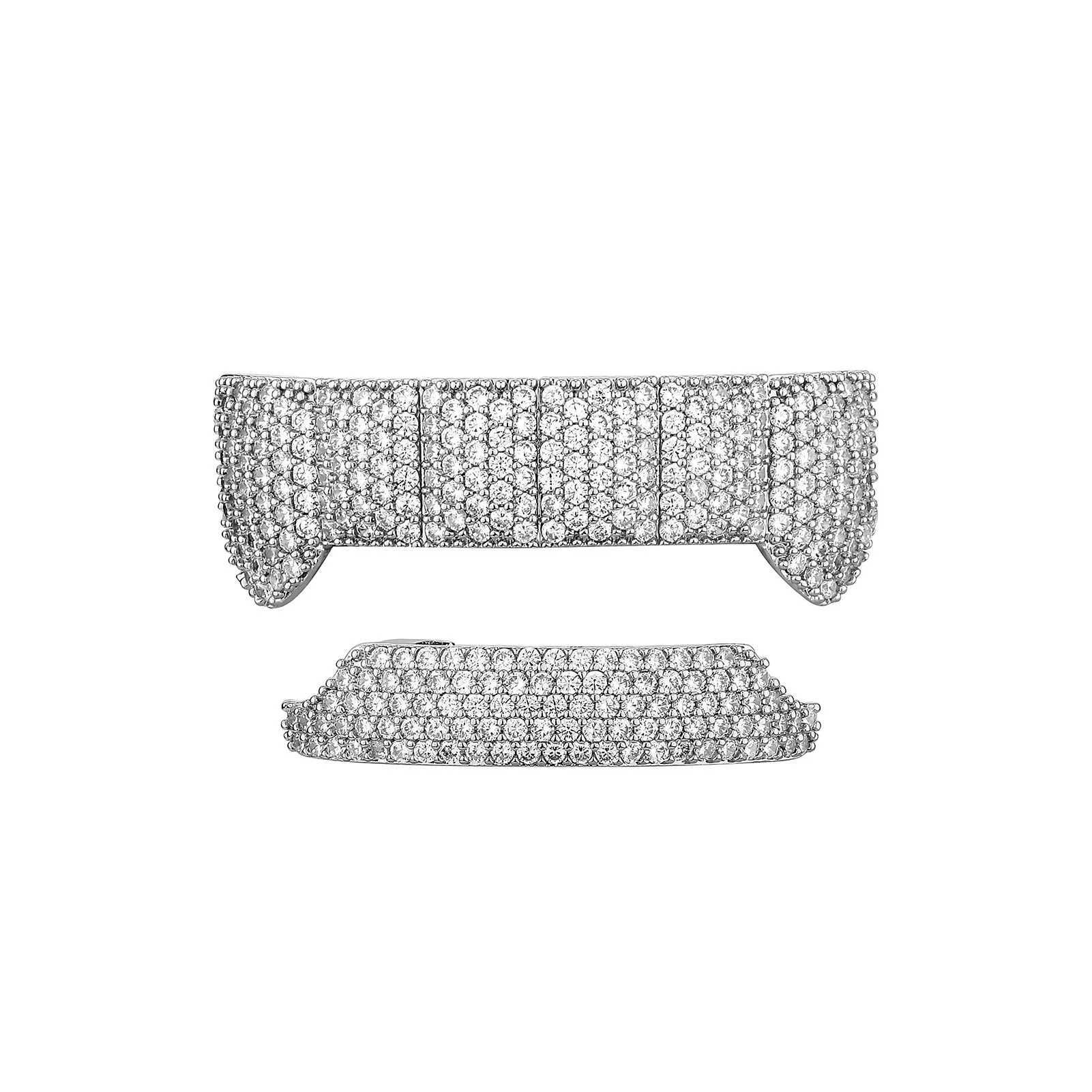 YOUNGX Gold Silver Color Zircon Tooth Caps For Women Men Full CZ Stone Teeth Grillz Braces Hip Hop Dental Grills JewelryXJ250114
