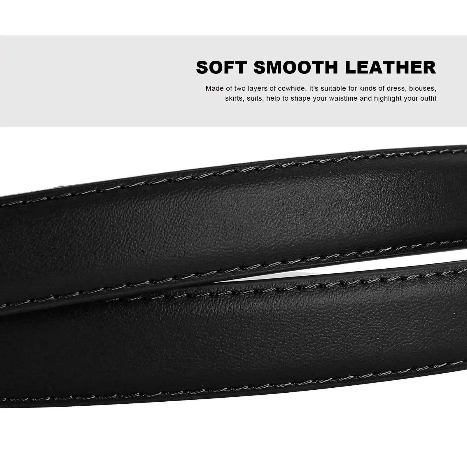 Womens Genuine Leather Belts For Jeans Dres Pants Skinny Waist Belt with Adjustable Gold Turn-Lock BuckleXJ250114