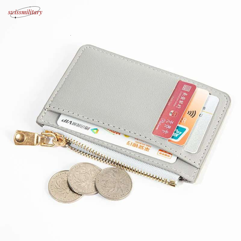 Ultra-Thin Women Men Credit ID Card Holder PU Leather Zipper Fashion Small Wallet Money Bag Case Coin Purse Clip Organizer swissmilitary