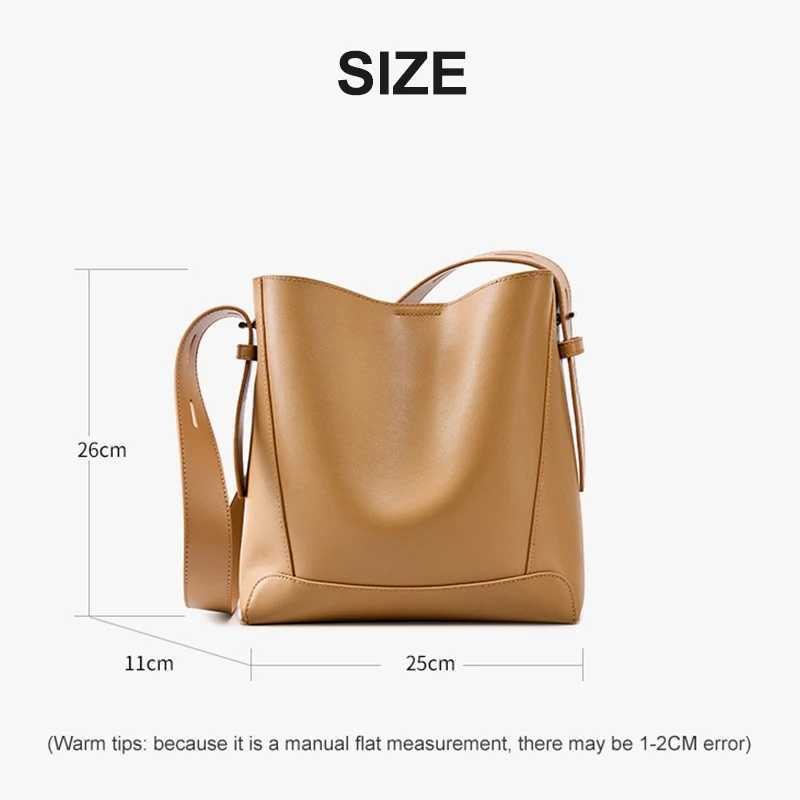 100% Genuine Leather Women Shoulder Bag Large Capacity Cowhide Bucket Bags Fashion Casual Female Crossobdy Bag 2391 Z250115