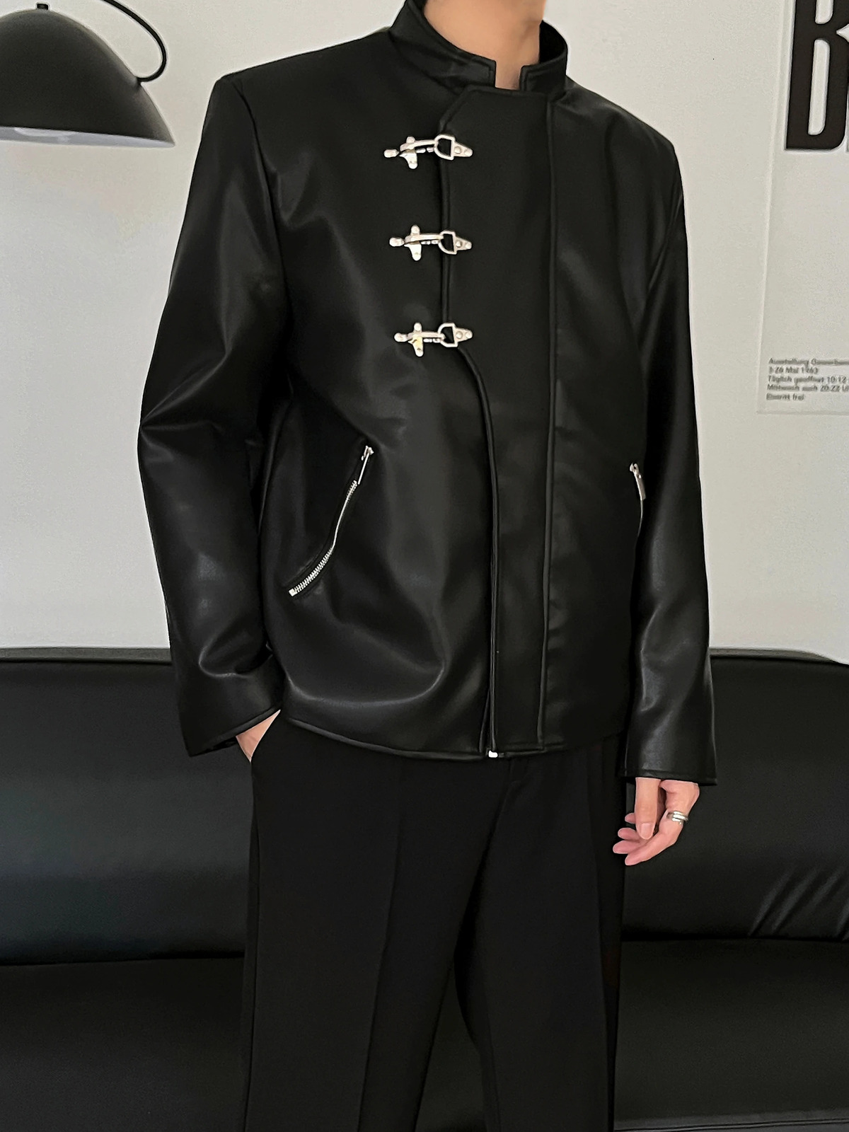 Highend trend mens Personality leather Cotton liner Mens Trendy Korean Blazer Original Stylish High Quality jacket 250109