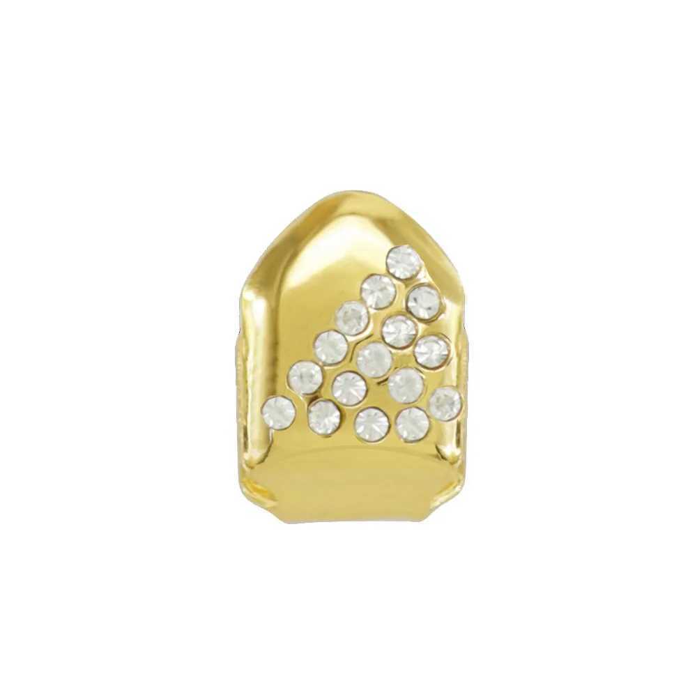 Single Hip Hop Teeth Grillz Fashion Rhinestones Gold Color Removable Grills Dental Mouth Punk Teeth Caps Jewelry GiftXJ250114