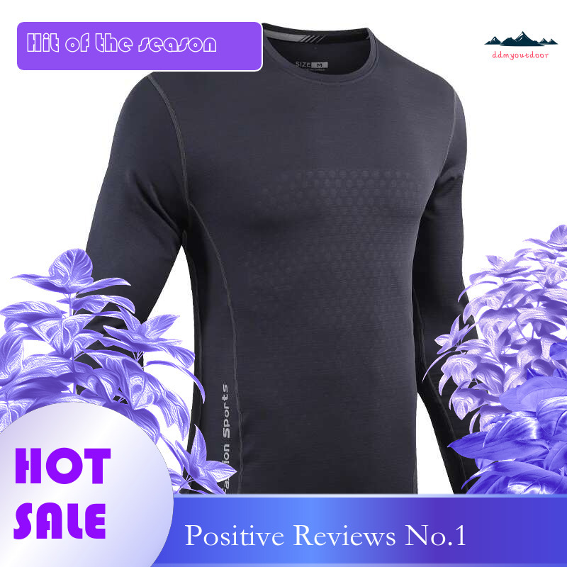 Ddmyoutdoor China Domestic Spandex Compression Breathable Long Sleeve Men Running Fiess Tshirt Elastic Quick Dry Sports Bodybuilding Training Shirts