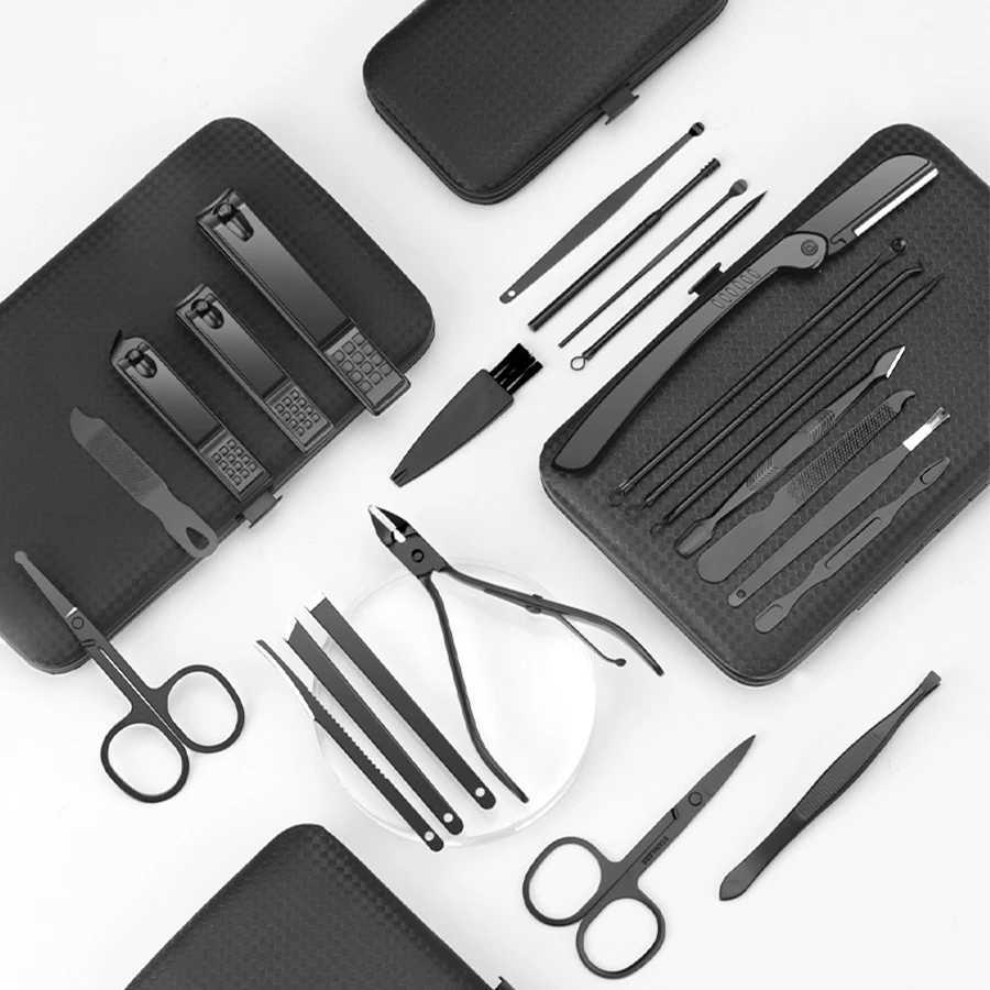 7/12/18/20/24PCS Set Professional Manicure Set Kits Stainless Steel Fingernail Toenail Clippers Set with Leather Portable CaseXJ250121