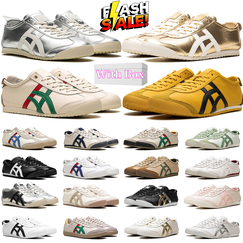 Free shipping with box designer shoes tiger Tokuten mexico 66 mens sneakers flat bottom Triple Black White Pure Silver Kill Bill women sports trainers size 4-11