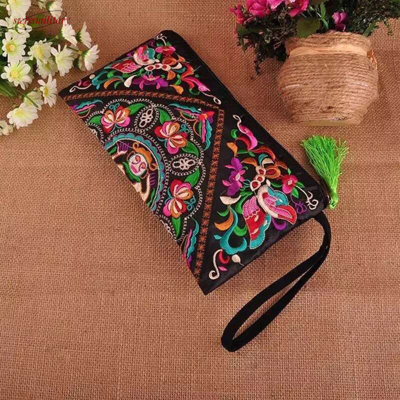 Ethnic Style Envelope Bag For Women Handbags Female Phone Purse Retro Fashion Embroidered Wristlet Bags Wallet sac main swissmilitary