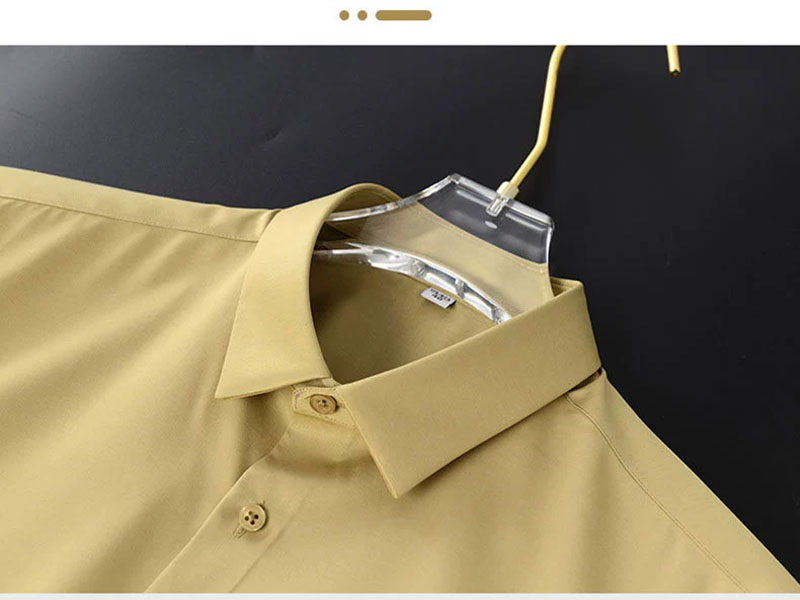 Men's Dress Shirts Business slim fit, versatile, all season four sided elastic non ironing men's long sleeved shirt, silky and vertic