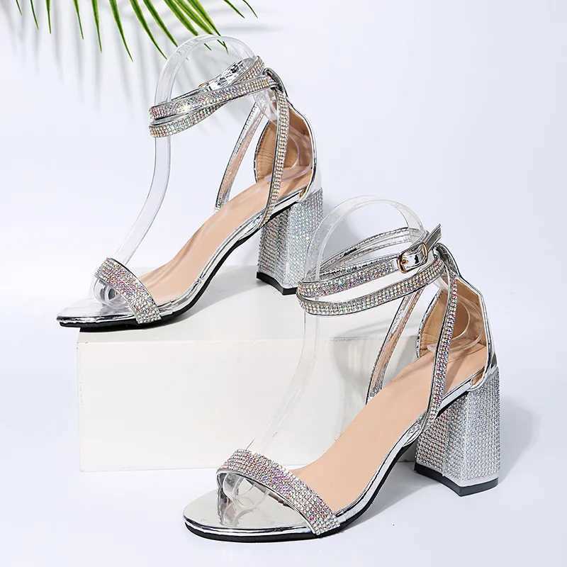 Sexy Women Sandals High Heels Shiny Rhine Summer Shoes for Party Sandals Womens Elegant Prom Dress Pumps Big Size WSH4602XJ2500305