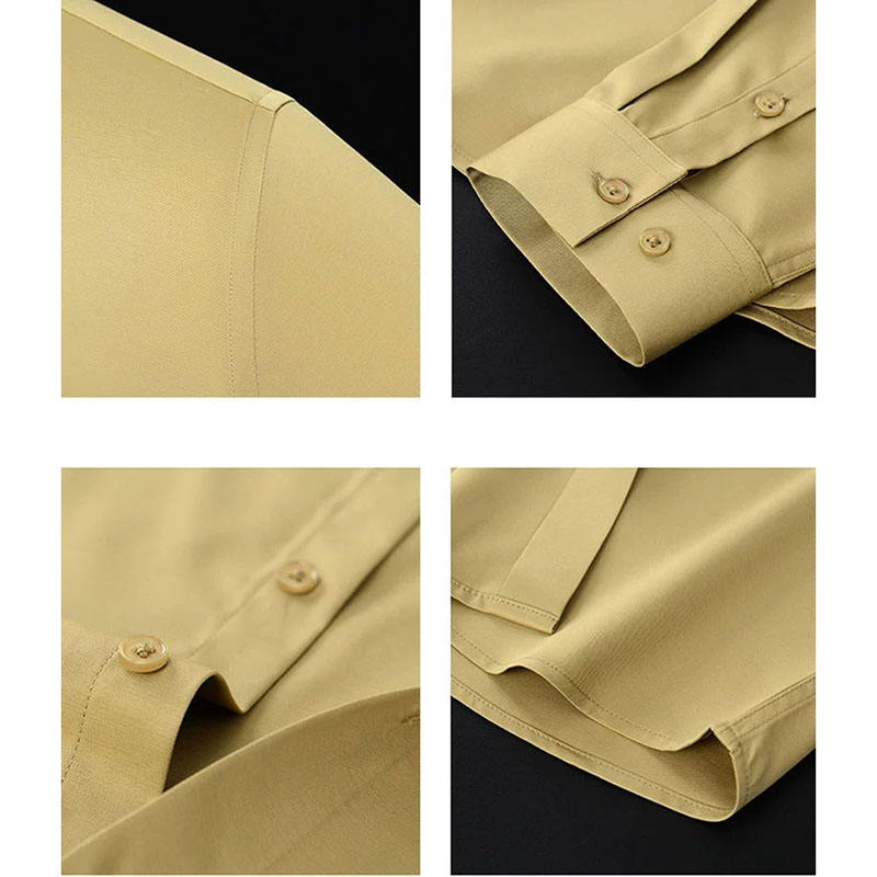 Men's Dress Shirts Business slim fit, versatile, all season four sided elastic non ironing men's long sleeved shirt, silky and vertic