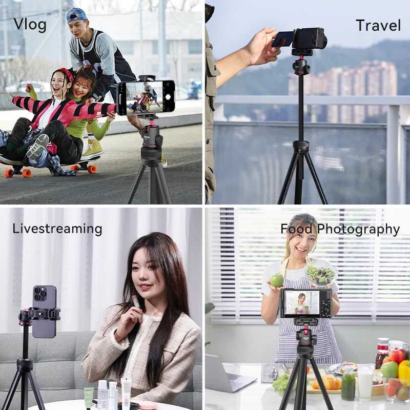 Ulanzi TT51 Portable Tripod Universal Camera Phone Lightweight Stand 450-1380mm Tripod with Floding Phone Clip Z250116