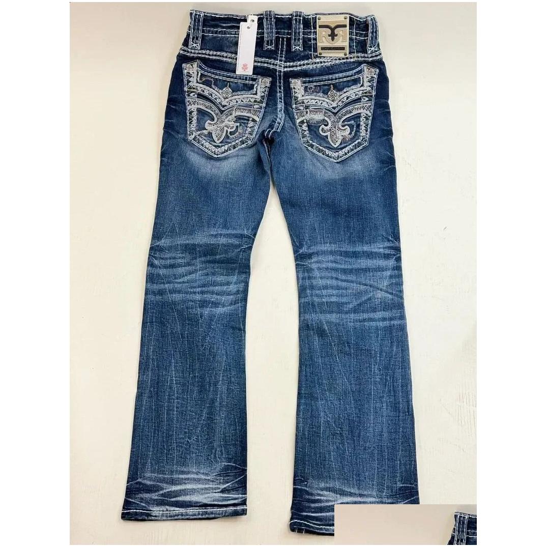 Men'S Jeans Y2K Mens Leaf Booties American Street Retro Embroidery Loose Casual High Waist Wide Leg Washed Pants 240722 Drop Delivery Otgzi - view 3