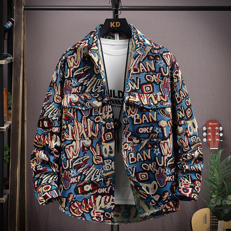 Jacket men's spring style personality fashion casual handsome trend lapel coat 2025 Korean version slim-fit teenagers brand shirts