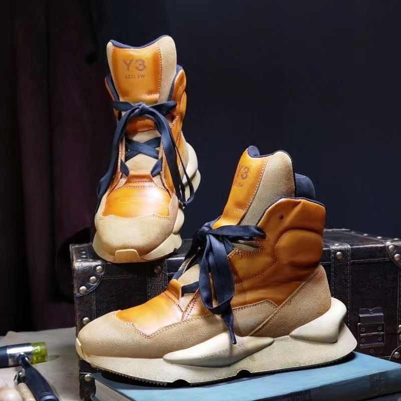New winter leather retro fashion trend platform high top shoes increase daddy shoes Couple shoes men's shoes