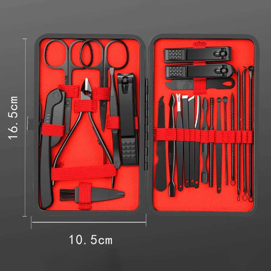7/12/18/20/24PCS Set Professional Manicure Set Kits Stainless Steel Fingernail Toenail Clippers Set with Leather Portable CaseXJ250121