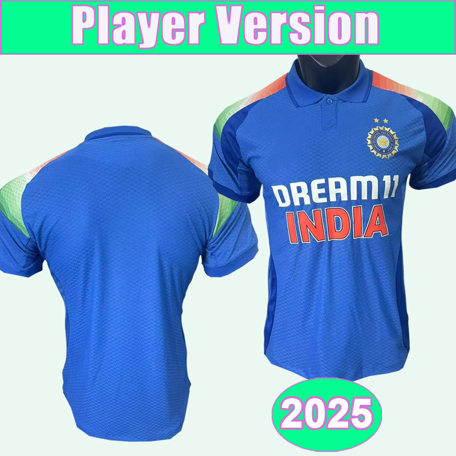 India Cricket Jersey 2024-2025 Blue Short Sleeve Men's Football Jersey - Breathable and Lightweight