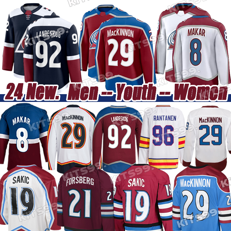 #29 Nathan MacKinnon jersey #8 Cale Makar jersey #92 Gabriel Landeskog hockey jerseys Mikko Rantanen Miles Wood Joe Sakic Devon Toews Avalanche jersey s-xxxL