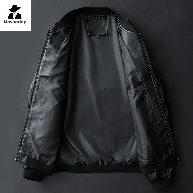 Autumn Men Black Biker PU Leather Coat Korean Fashion Men Pu Leather Jacket Trend Casual Fit Slim Baseball Clothes 8Xl 250109