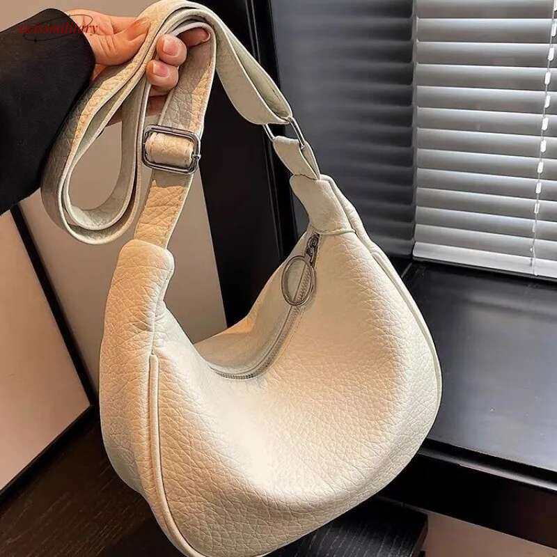 Solid Color Hobos For Women Large Capacity Travel Crossbody Female Half Moon Shoulder Bag Ladies Daily Fanny Packs swissmilitary
