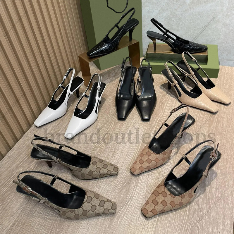 Designer Dress Shoes Lace up shallow cut shoes Slingback Sandals Mid Heel Black mesh with crystals sparkling Print shoes Rubber summer Ankle Strap Slippers