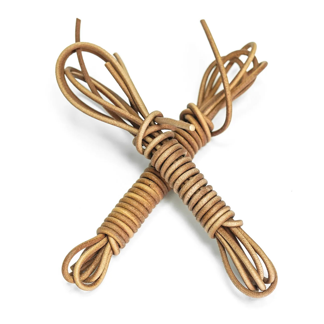 1 Pair Strip Brown Round Boat Shoelaces Strap Fashion Real Leather Shoe Lace 150cm Boots Shoelace for Shoes String Necklace Cord 250114