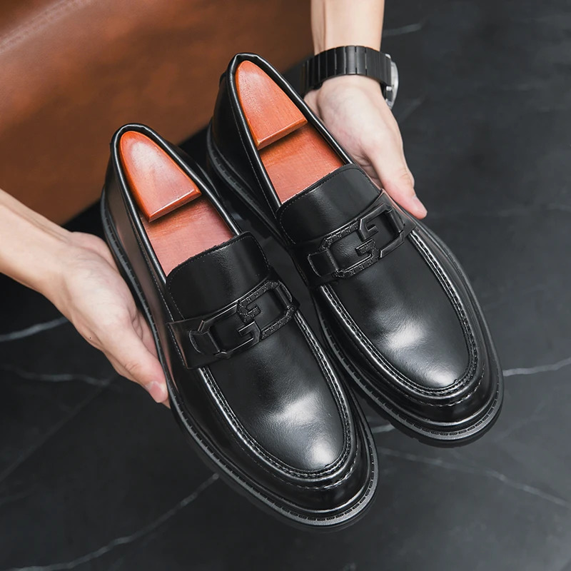 Men Weave Pattern Laceup Loafers Fashion High Quality Leather Shoes Summer Slipon Elegant Business Driving Black 200219