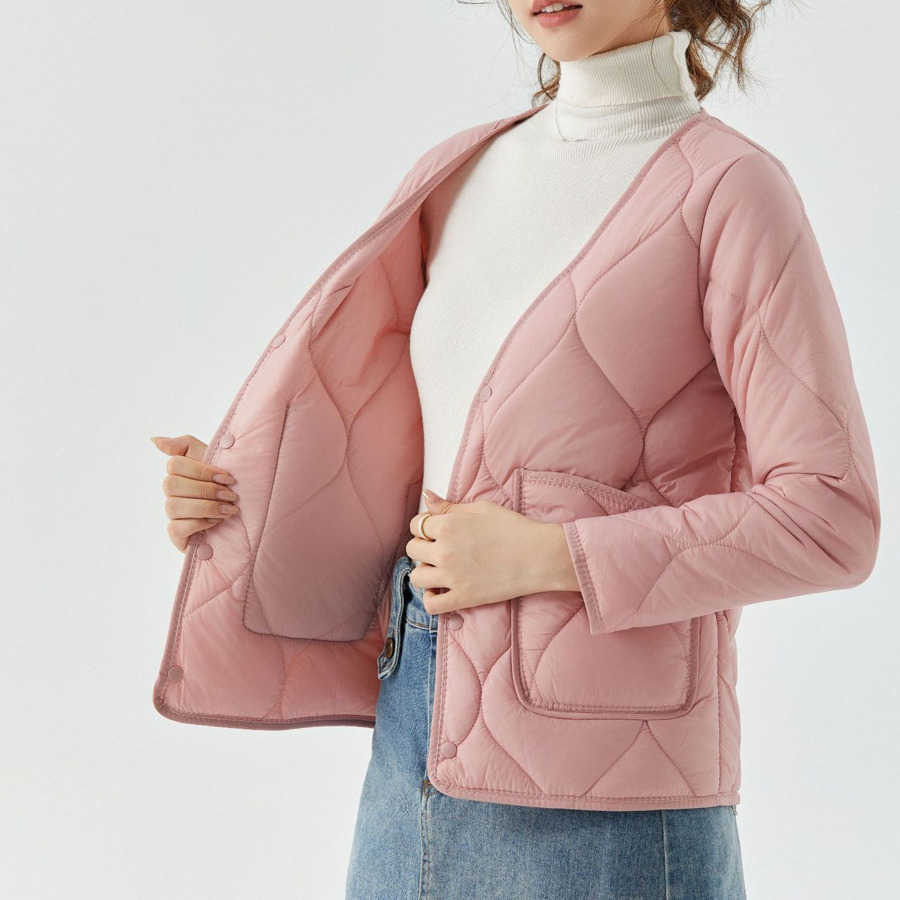 Womens Low Neck Warm Long Sleeved Cotton Inner Liner Womens Home Cotton Clothes Cotton Clothes With Plush Integrated Sleeves With Fur Women Jackets Co