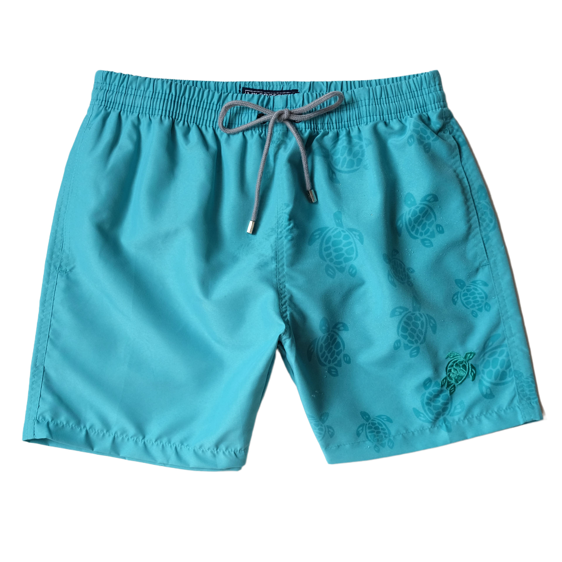 MenS Magic Swimwear Color Change Embroidered Turtle Water Reactive Board Shorts Beach Surf Swim Mesh Trunks R250417