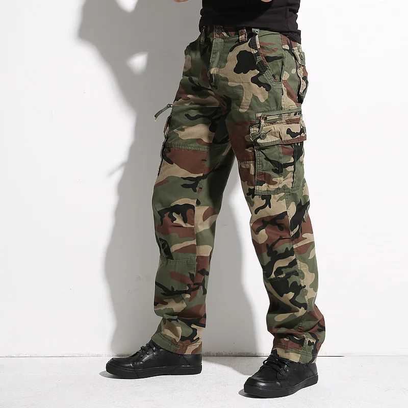 Oversize Waterproof Camouflage Tactical Pants War Game Cargo Pants Mens Multi-Pocket Trousers Men Clothing M250116