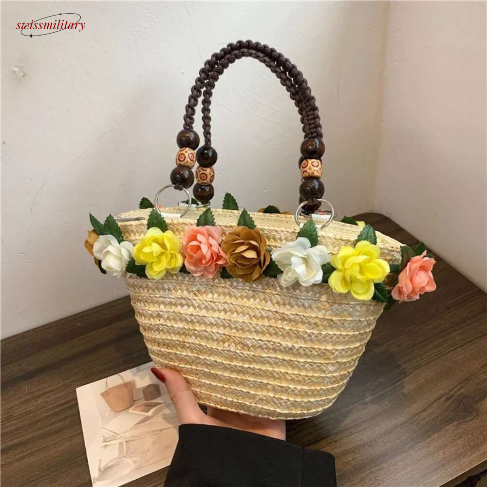 Beach Bags Convenient High-capacity Hand-Woven Rattan Purse Straw Bag swissmilitary