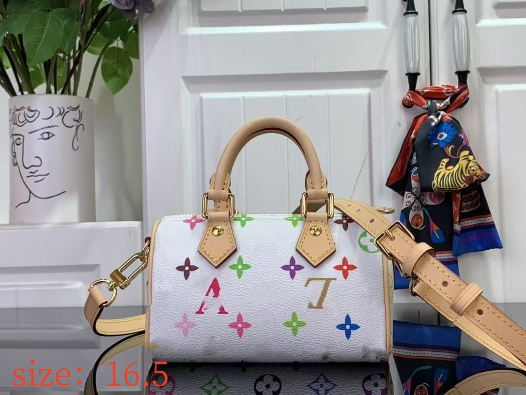 Luis Vuittones Classic Multicolor Nano SPEEDYS High Quality Designer Shopping Bags Fashion Crossbody Tote Key Card Shoulder Denim Wallet Women Hangbag rainbow 552