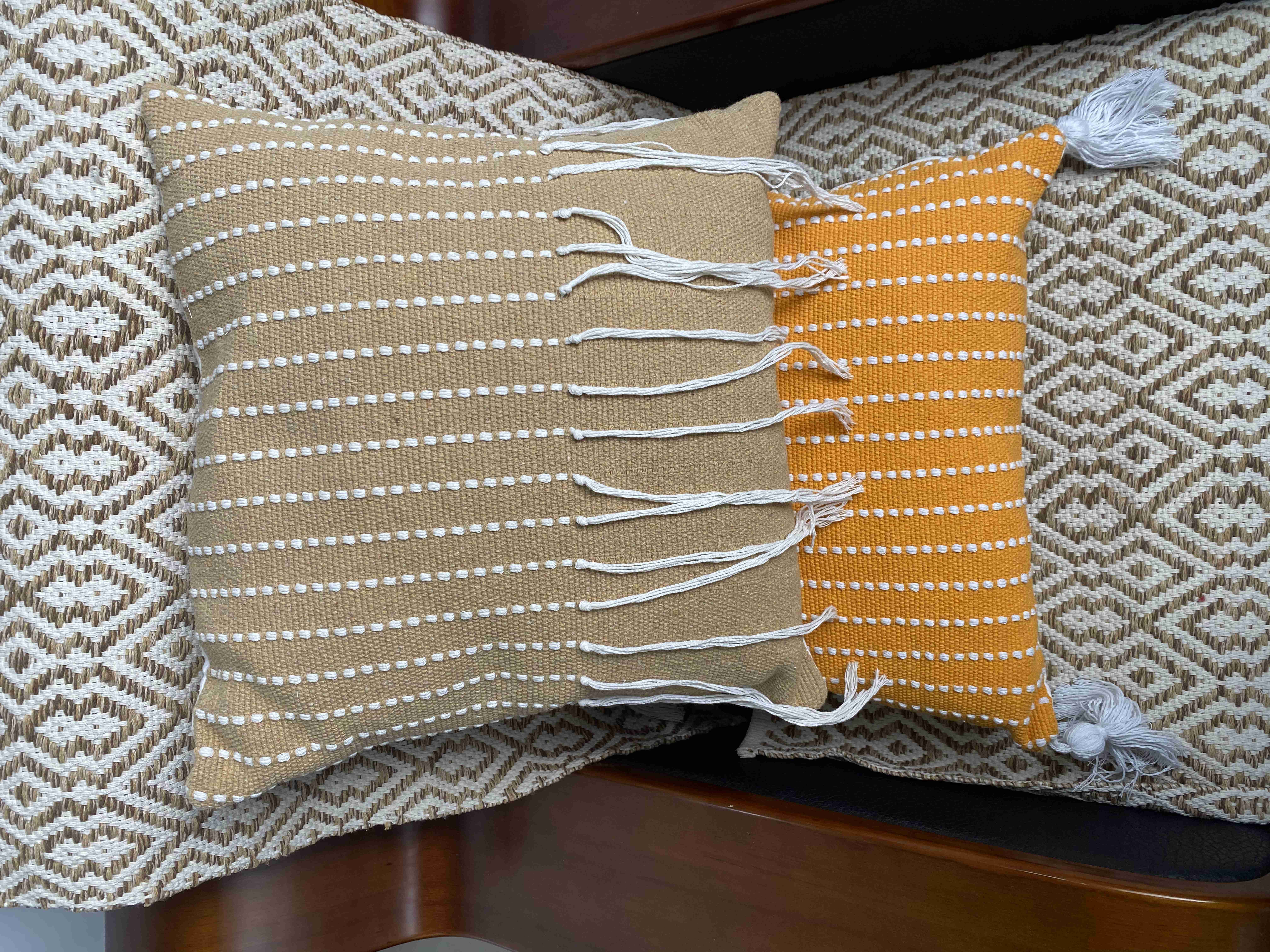 Breathable Durable Hand-Woven Fabric Couch Cushion Covers - Vibrant Color Options