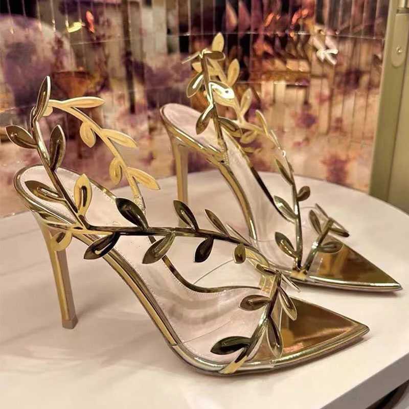 Golden high heels womens 2025 summer new metal patent leather thin leather toe open toe sandalsXJ250419